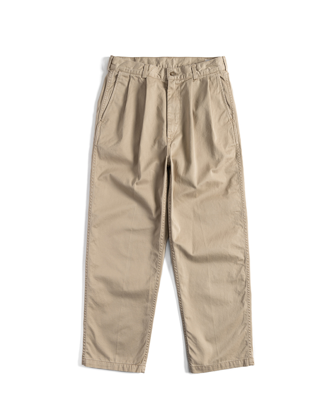 TWO TUCK WIDE TROUSERS (khaki)